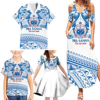 Toa Samoa Rugby Custom Family Matching Summer Maxi Dress and Hawaiian Shirt Uso aso uma Samoan Pattern White - Polynesian Pride
