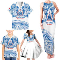 Toa Samoa Rugby Custom Family Matching Tank Maxi Dress and Hawaiian Shirt Uso aso uma Samoan Pattern White - Polynesian Pride