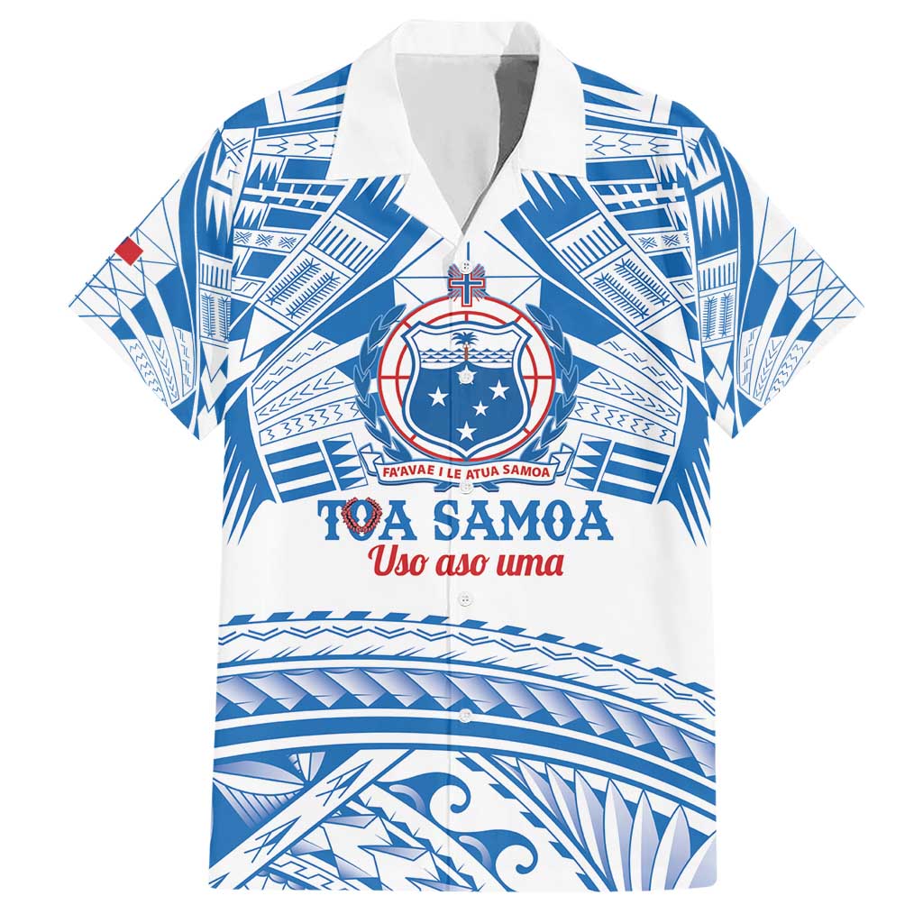 Toa Samoa Rugby Custom Hawaiian Shirt Uso aso uma Samoan Pattern White - Polynesian Pride