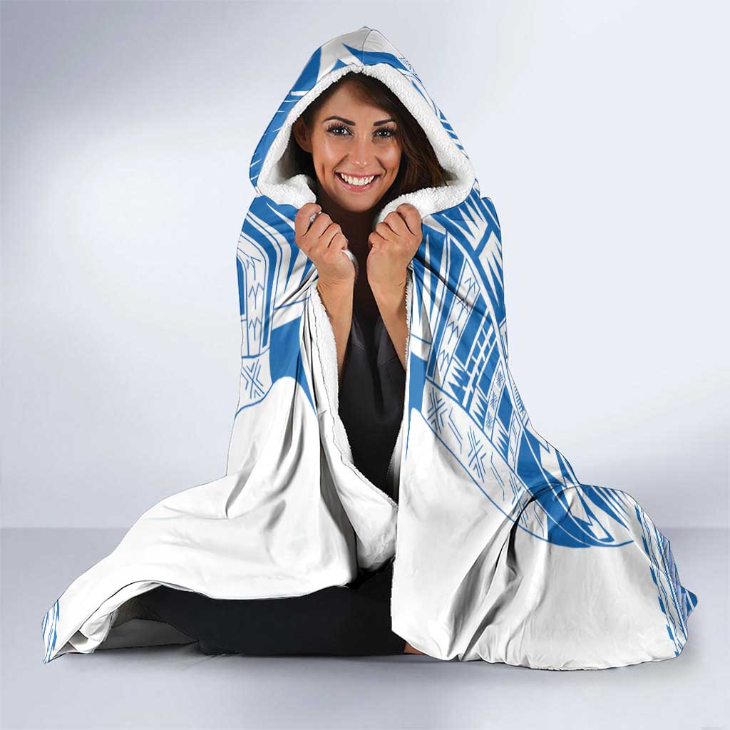 Toa Samoa Rugby Custom Hooded Blanket Uso aso uma Samoan Pattern White - Polynesian Pride