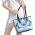 Toa Samoa Rugby Custom Leather Tote Bag Uso aso uma Samoan Pattern White - Polynesian Pride