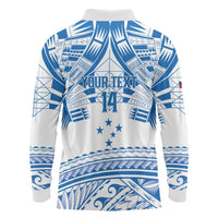 Toa Samoa Rugby Custom Long Sleeve Polo Shirt Uso aso uma Samoan Pattern White - Polynesian Pride