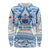 Toa Samoa Rugby Custom Long Sleeve Shirt Uso aso uma Samoan Pattern White - Polynesian Pride