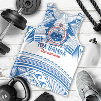 Toa Samoa Rugby Custom Men Tank Top Uso aso uma Samoan Pattern White - Polynesian Pride