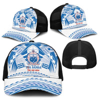 Toa Samoa Rugby Mesh Trucker Cap Uso aso uma Samoan Pattern White - Polynesian Pride