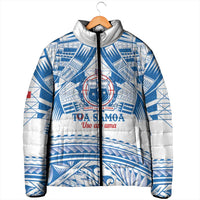 Toa Samoa Rugby Custom Padded Jacket Uso aso uma Samoan Pattern White - Polynesian Pride