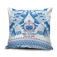Toa Samoa Rugby Custom Pillow Cover Uso aso uma Samoan Pattern White - Polynesian Pride