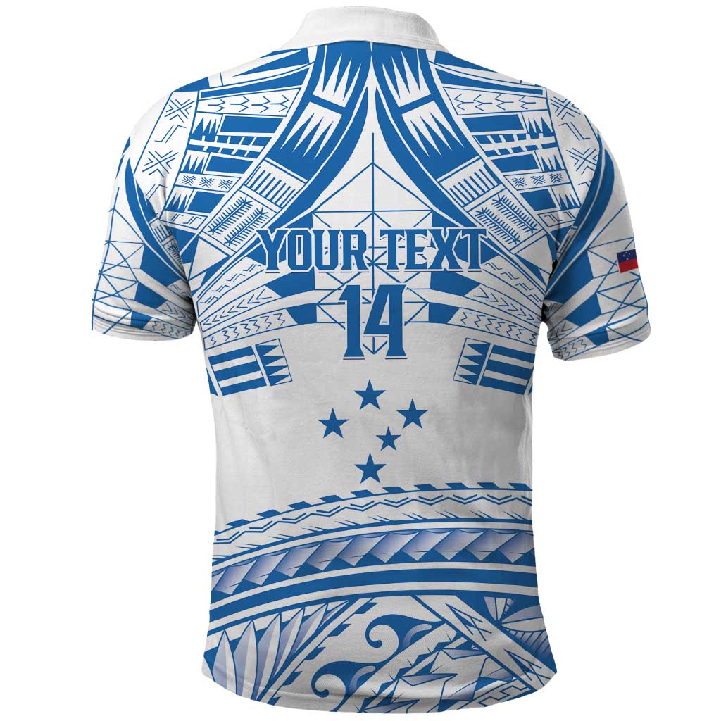 Toa Samoa Rugby Custom Polo Shirt Uso aso uma Samoan Pattern White LT14 - Polynesian Pride