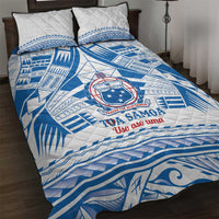 Toa Samoa Rugby Custom Quilt Bed Set Uso aso uma Samoan Pattern White - Polynesian Pride