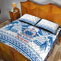 Toa Samoa Rugby Custom Quilt Bed Set Uso aso uma Samoan Pattern White - Polynesian Pride