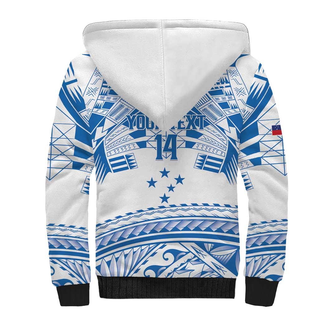 Toa Samoa Rugby Custom Sherpa Hoodie Uso aso uma Samoan Pattern White - Polynesian Pride