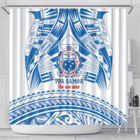 Toa Samoa Rugby Custom Shower Curtain Uso aso uma Samoan Pattern White - Polynesian Pride