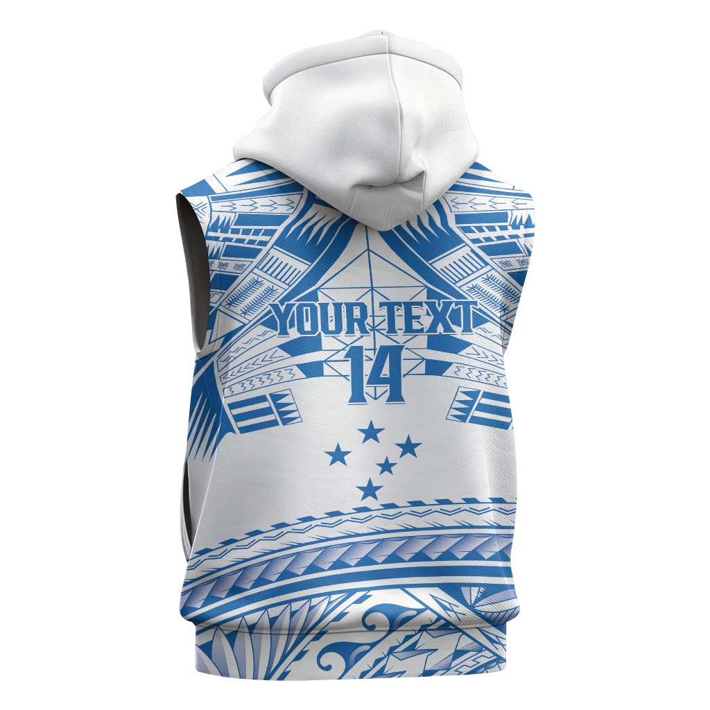 Toa Samoa Rugby Custom Sleeveless Hoodie Uso aso uma Samoan Pattern White - Polynesian Pride