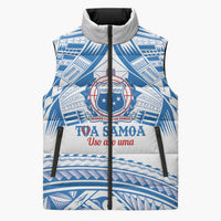 Toa Samoa Rugby Custom Sleeveless Puffer Jacket Uso aso uma Samoan Pattern White - Polynesian Pride