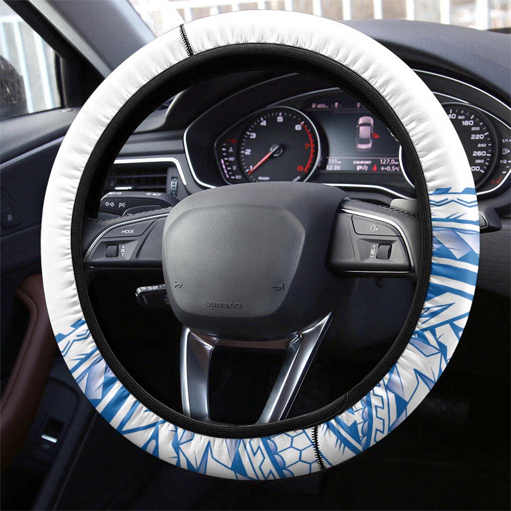 Toa Samoa Rugby Custom Steering Wheel Cover Uso aso uma Samoan Pattern White - Polynesian Pride