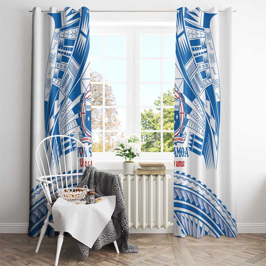 Toa Samoa Rugby Custom Window Curtain Uso aso uma Samoan Pattern White - Polynesian Pride