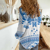 Toa Samoa Rugby Custom Women Casual Shirt Uso aso uma Samoan Pattern White - Polynesian Pride