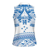 Toa Samoa Rugby Custom Women Sleeveless Polo Shirt Uso aso uma Samoan Pattern White - Polynesian Pride