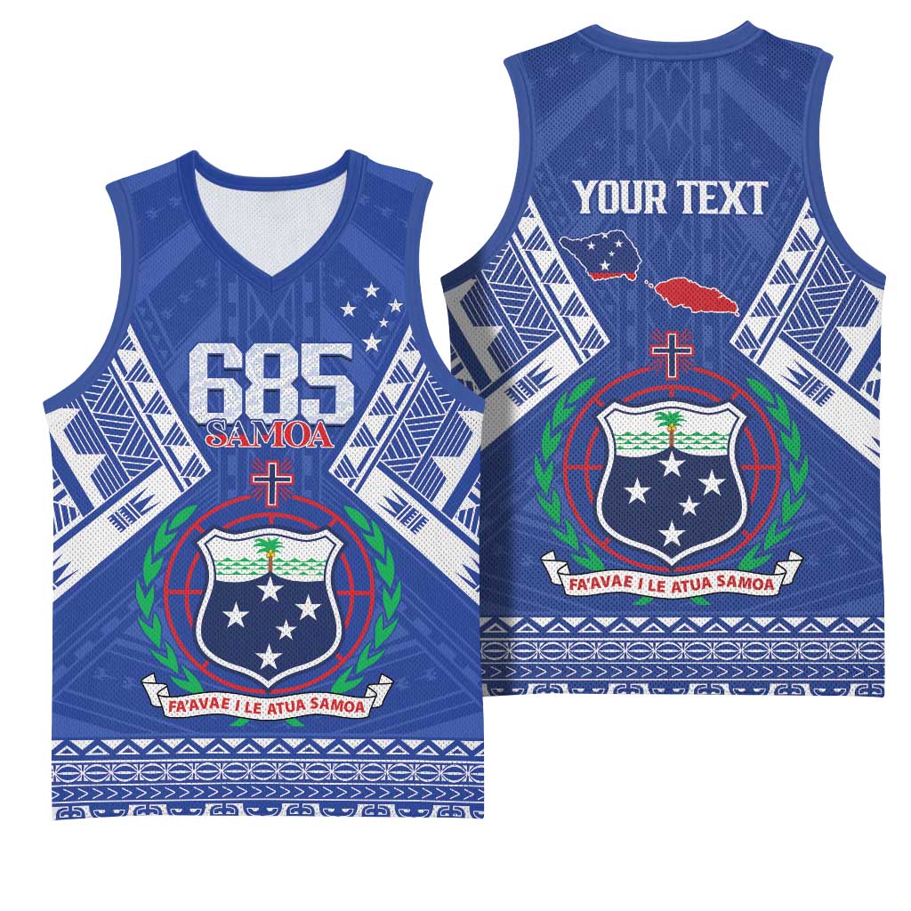 Personalised Samoa 685 Basketball Jersey Samoan Pride Coat Of Arms - Polynesian Pride