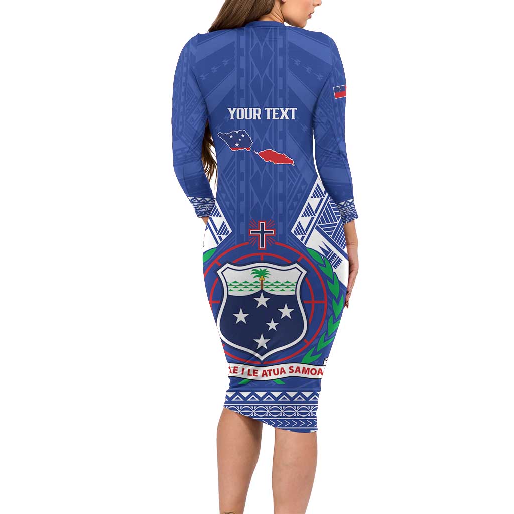 Personalised Samoa 685 Family Matching Long Sleeve Bodycon Dress and Hawaiian Shirt Samoan Pride Coat Of Arms - Polynesian Pride