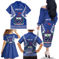 Personalised Samoa 685 Family Matching Off The Shoulder Long Sleeve Dress and Hawaiian Shirt Samoan Pride Coat Of Arms - Polynesian Pride