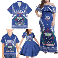 Personalised Samoa 685 Family Matching Off Shoulder Maxi Dress and Hawaiian Shirt Samoan Pride Coat Of Arms - Polynesian Pride