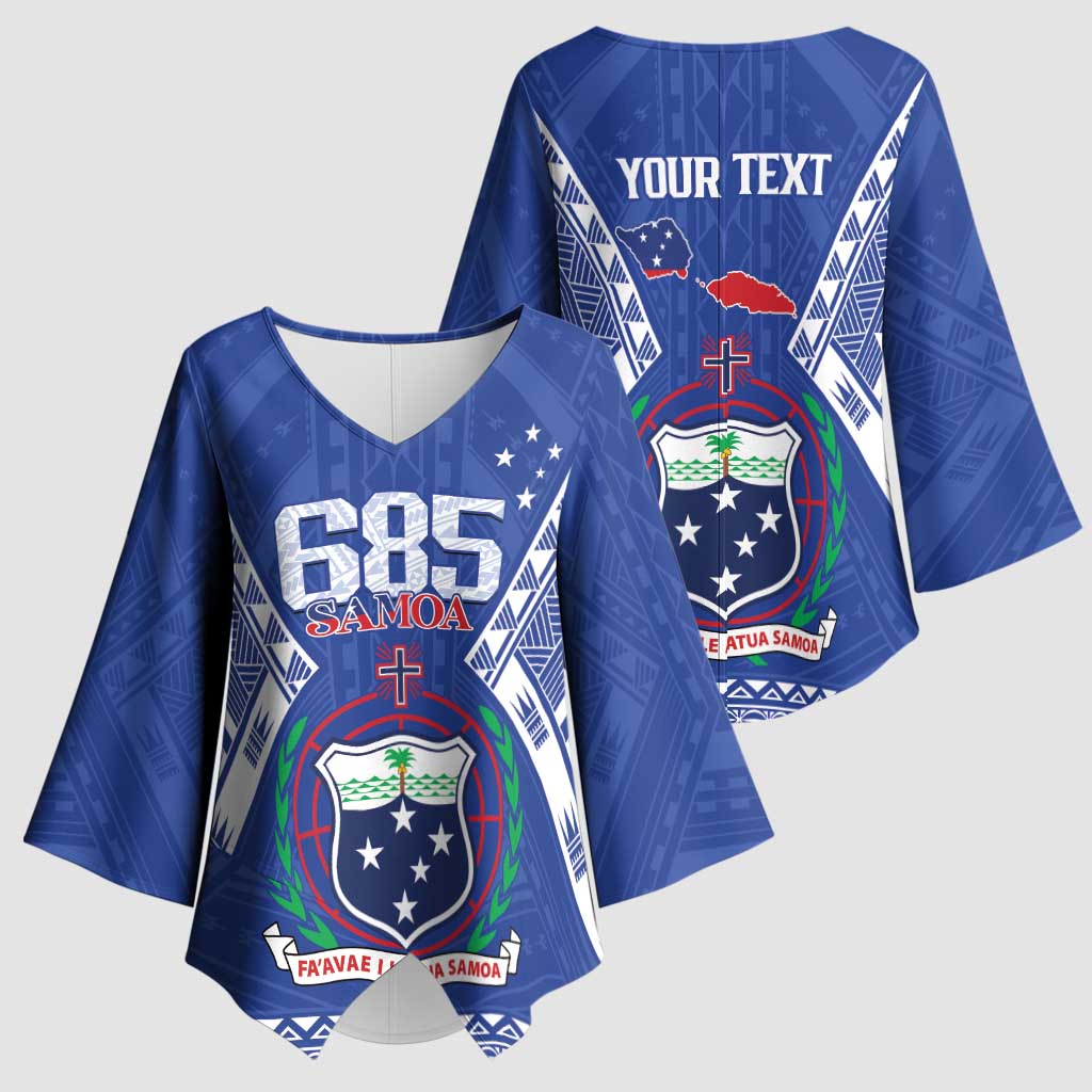 Personalised Samoa 685 Kimono Sleeve Blouse Samoan Pride Coat Of Arms - Polynesian Pride