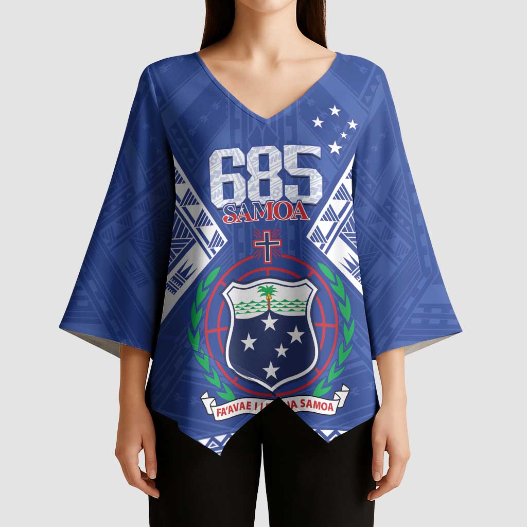 Personalised Samoa 685 Kimono Sleeve Blouse Samoan Pride Coat Of Arms - Polynesian Pride
