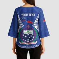 Personalised Samoa 685 Kimono Sleeve Blouse Samoan Pride Coat Of Arms - Polynesian Pride