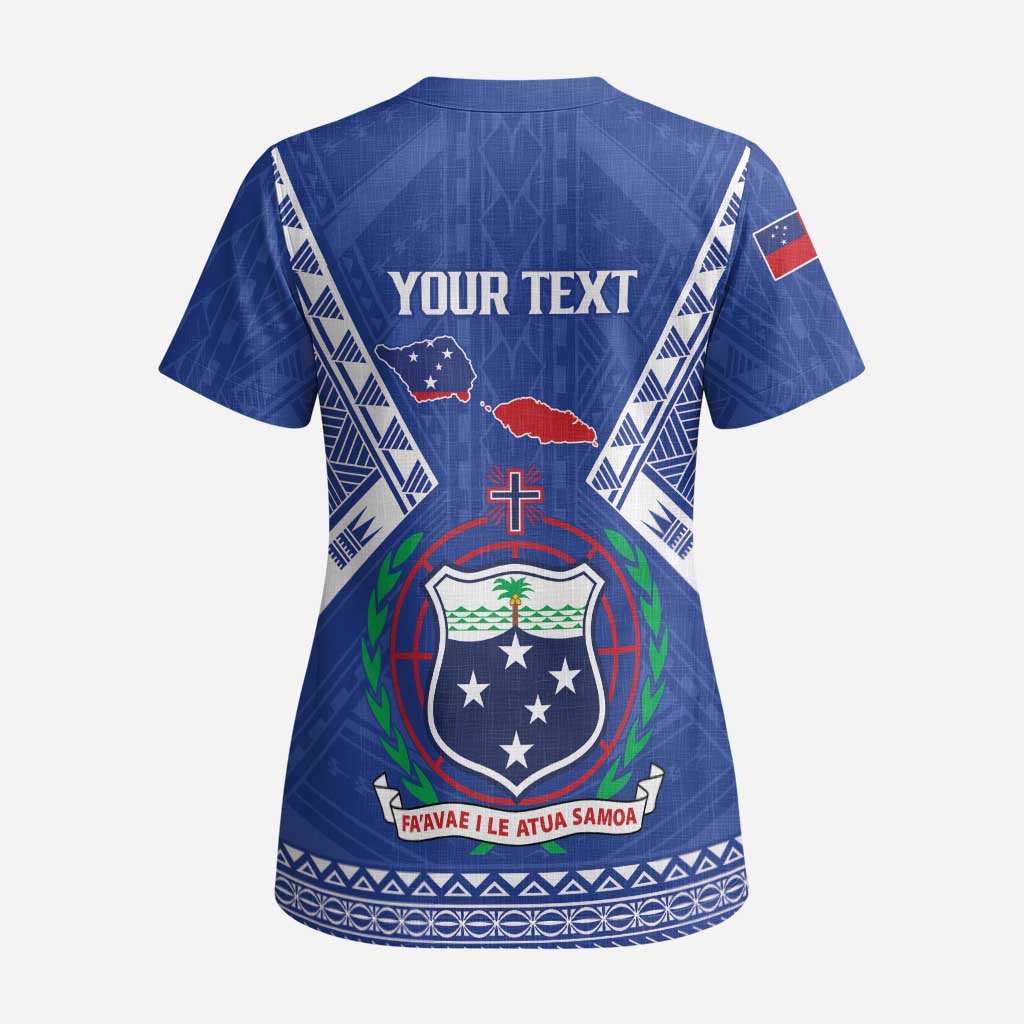 Personalised Samoa 685 Scrub Top Samoan Pride Coat Of Arms - Polynesian Pride