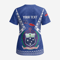 Personalised Samoa 685 Scrub Top Samoan Pride Coat Of Arms - Polynesian Pride