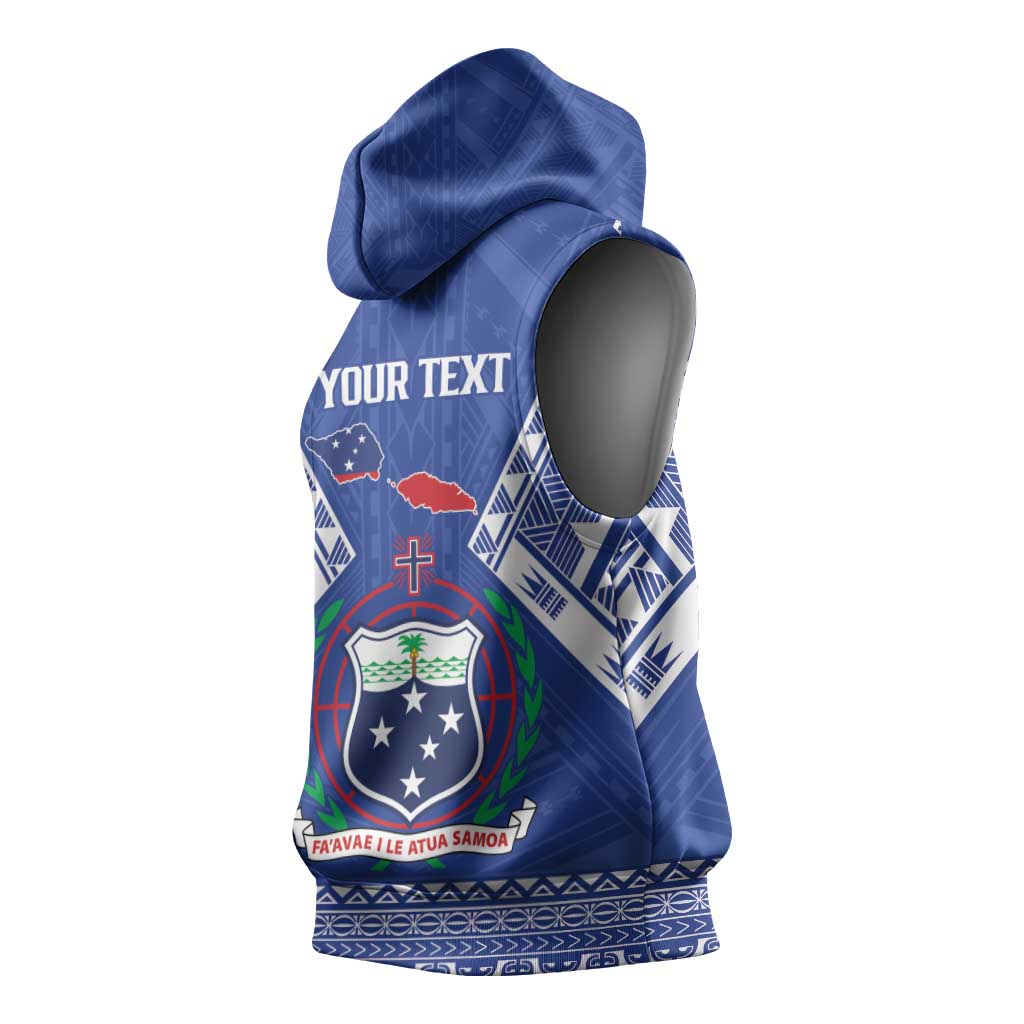 Personalised Samoa 685 Sleeveless Hoodie Samoan Pride Coat Of Arms - Polynesian Pride