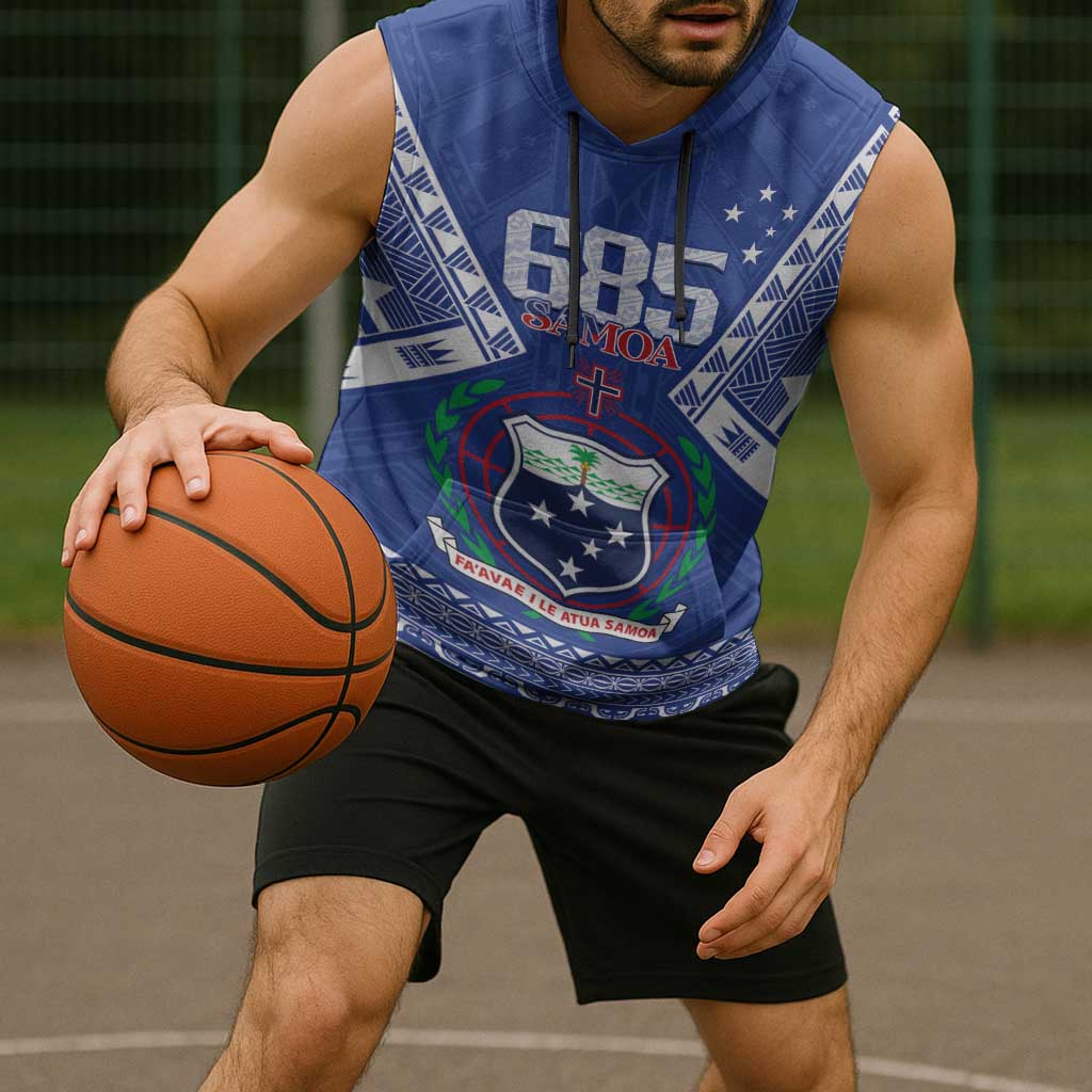 Personalised Samoa 685 Sleeveless Hoodie Samoan Pride Coat Of Arms - Polynesian Pride