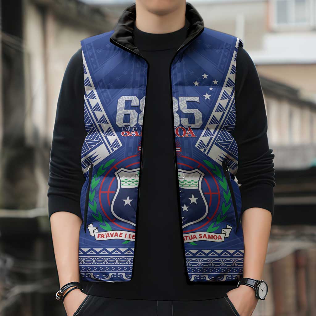 Personalised Samoa 685 Sleeveless Puffer Jacket Samoan Pride Coat Of Arms - Polynesian Pride