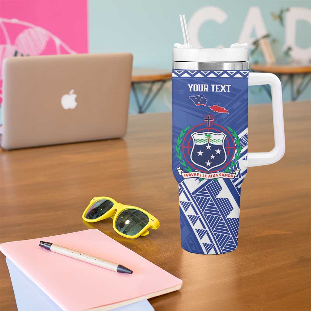 Personalised Samoa 685 Tumbler With Handle Samoan Pride Coat Of Arms - Polynesian Pride