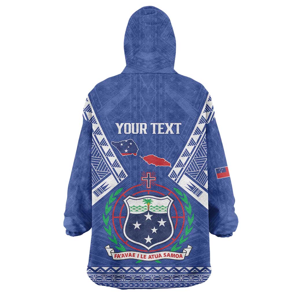 Personalised Samoa 685 Wearable Blanket Hoodie Samoan Pride Coat Of Arms - Polynesian Pride