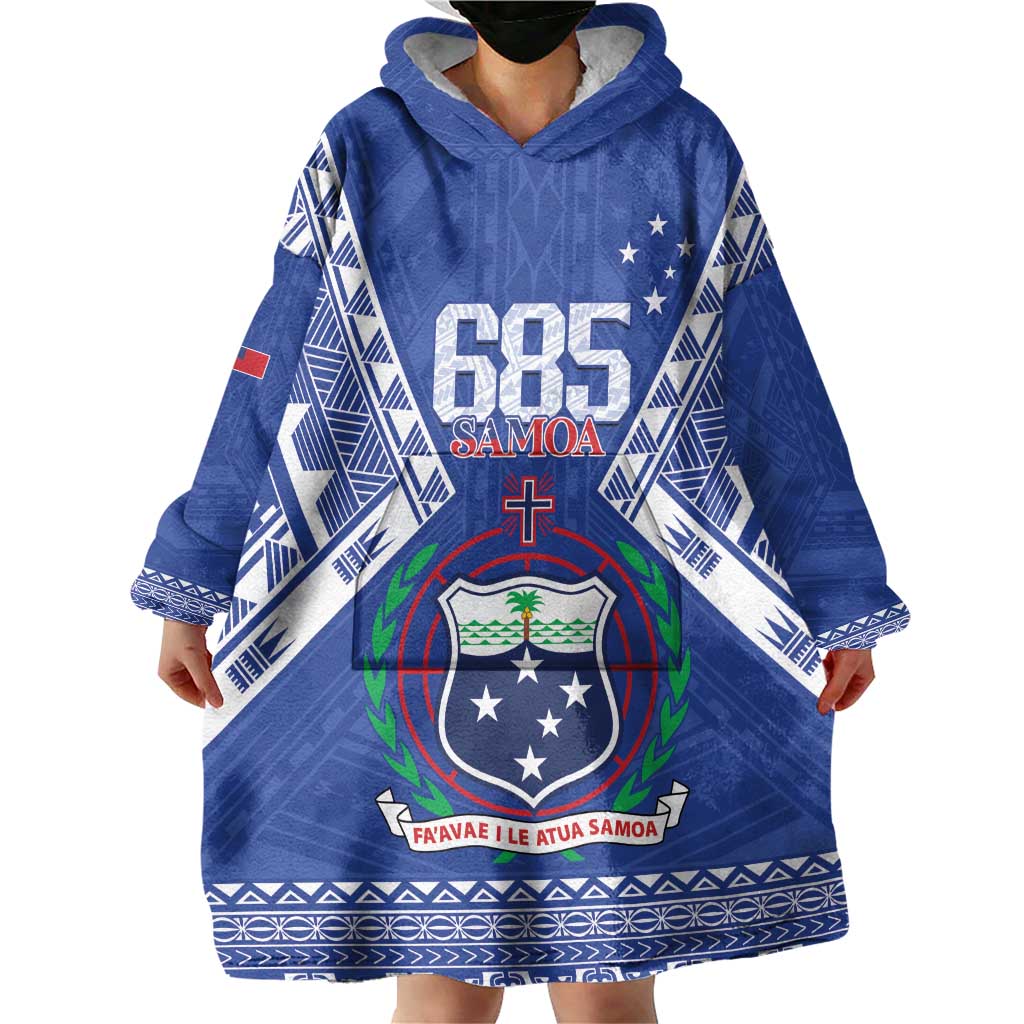 Personalised Samoa 685 Wearable Blanket Hoodie Samoan Pride Coat Of Arms - Polynesian Pride