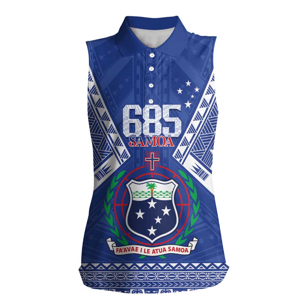 Personalised Samoa 685 Women Sleeveless Polo Shirt Samoan Pride Coat Of Arms - Polynesian Pride