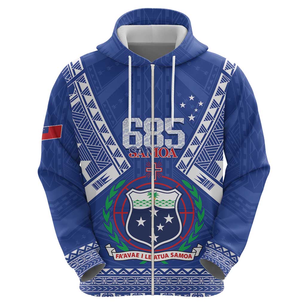 Personalised Samoa 685 Zip Hoodie Samoan Pride Coat Of Arms - Polynesian Pride