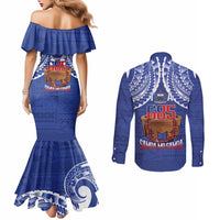 Toa Samoa Rugby Couples Matching Mermaid Dress and Long Sleeve Button Shirt 685 Pride Tanoa Ula Fala - Polynesian Pride