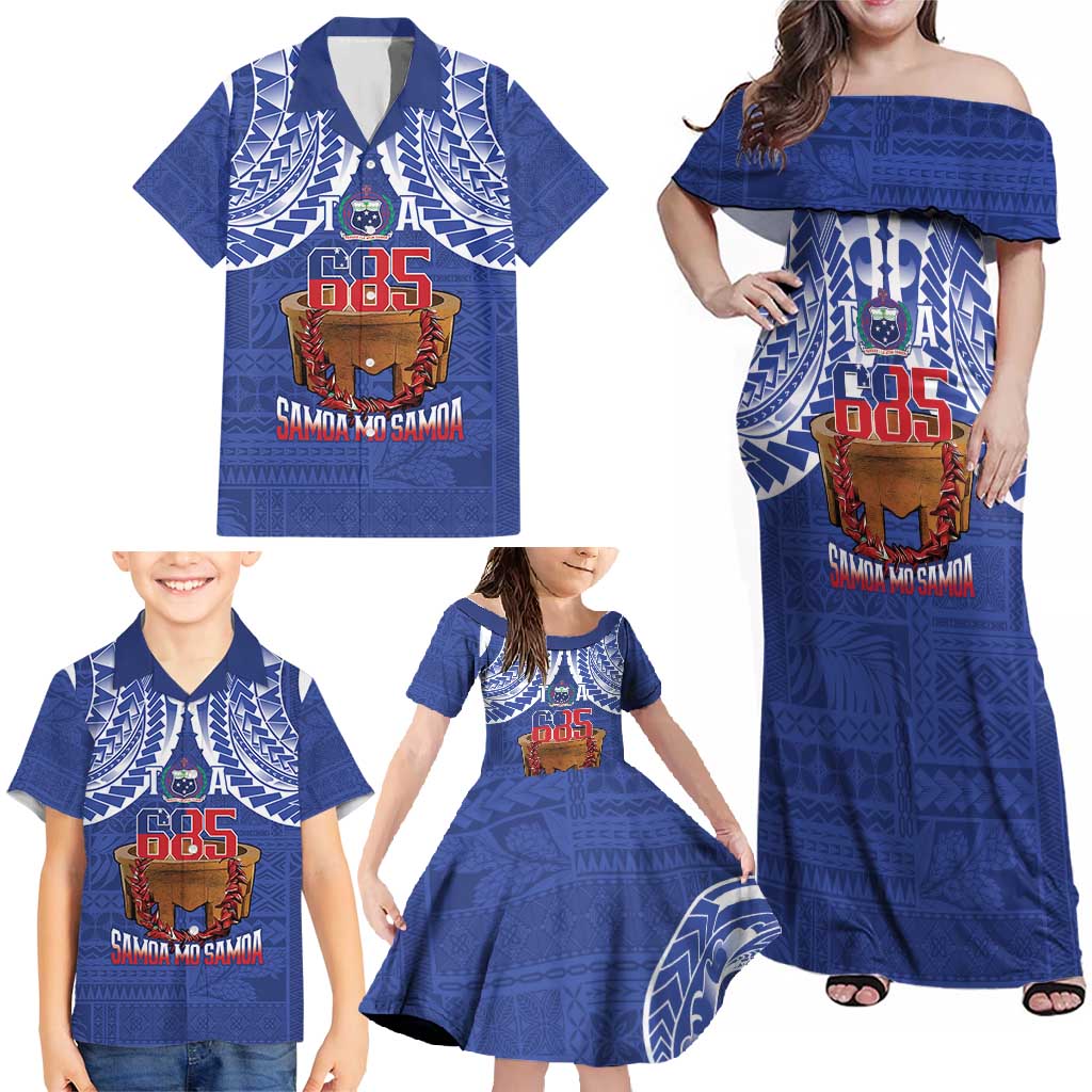 Toa Samoa Rugby Family Matching Off Shoulder Maxi Dress and Hawaiian Shirt 685 Pride Tanoa Ula Fala - Polynesian Pride