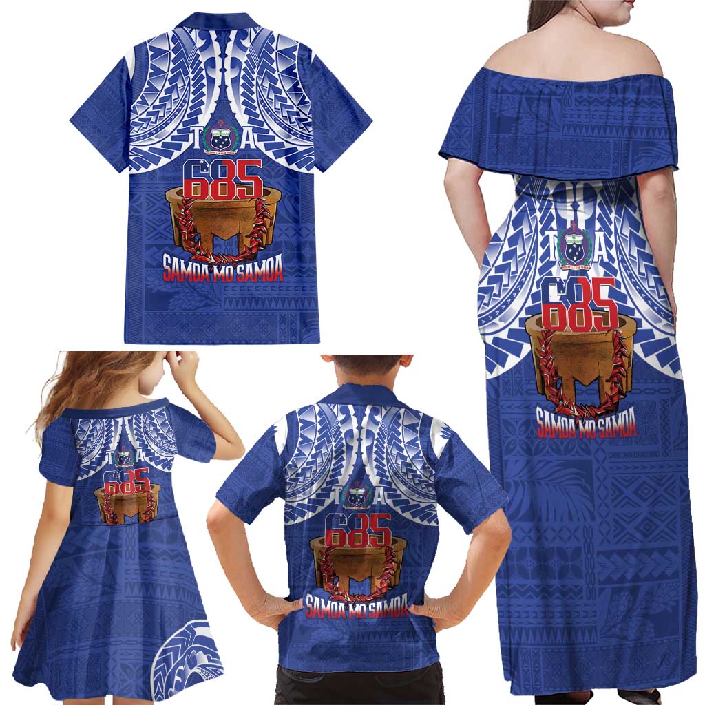 Toa Samoa Rugby Family Matching Off Shoulder Maxi Dress and Hawaiian Shirt 685 Pride Tanoa Ula Fala - Polynesian Pride