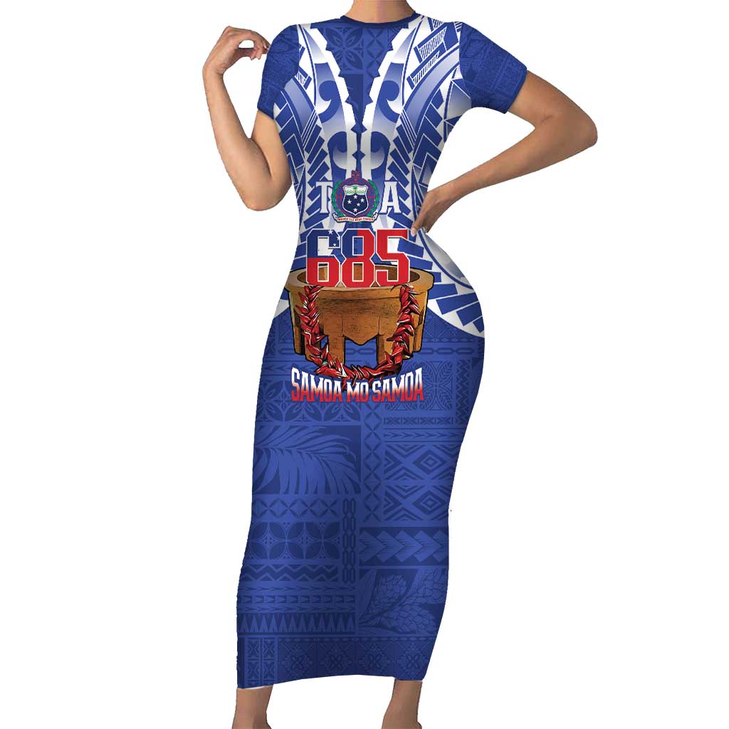 Toa Samoa Rugby Short Sleeve Bodycon Dress 685 Pride Tanoa Ula Fala - Polynesian Pride