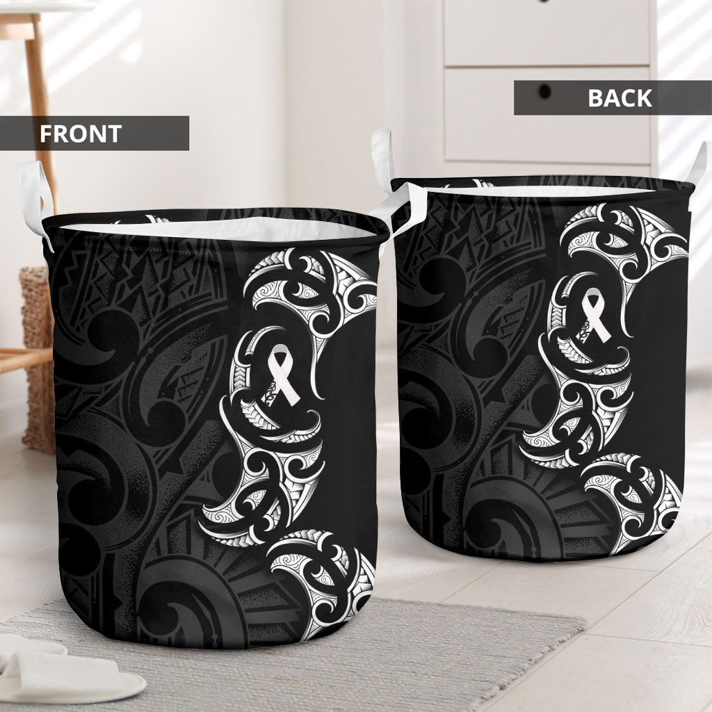 White Ribbon Day New Zealand Laundry Basket Aotearoa Maori Pattern LT14 - Polynesian Pride