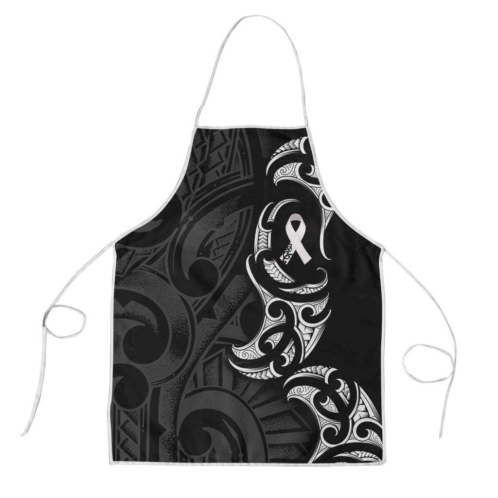 White Ribbon Day New Zealand Apron Aotearoa Maori Pattern LT14 Black - Polynesian Pride