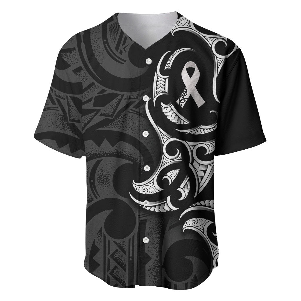 White Ribbon Day New Zealand Baseball Jersey Aotearoa Maori Pattern LT14 Black - Polynesian Pride