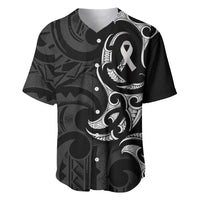 White Ribbon Day New Zealand Baseball Jersey Aotearoa Maori Pattern LT14 Black - Polynesian Pride