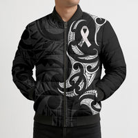 White Ribbon Day New Zealand Bomber Puffer Jacket Aotearoa Maori Pattern LT14 - Polynesian Pride
