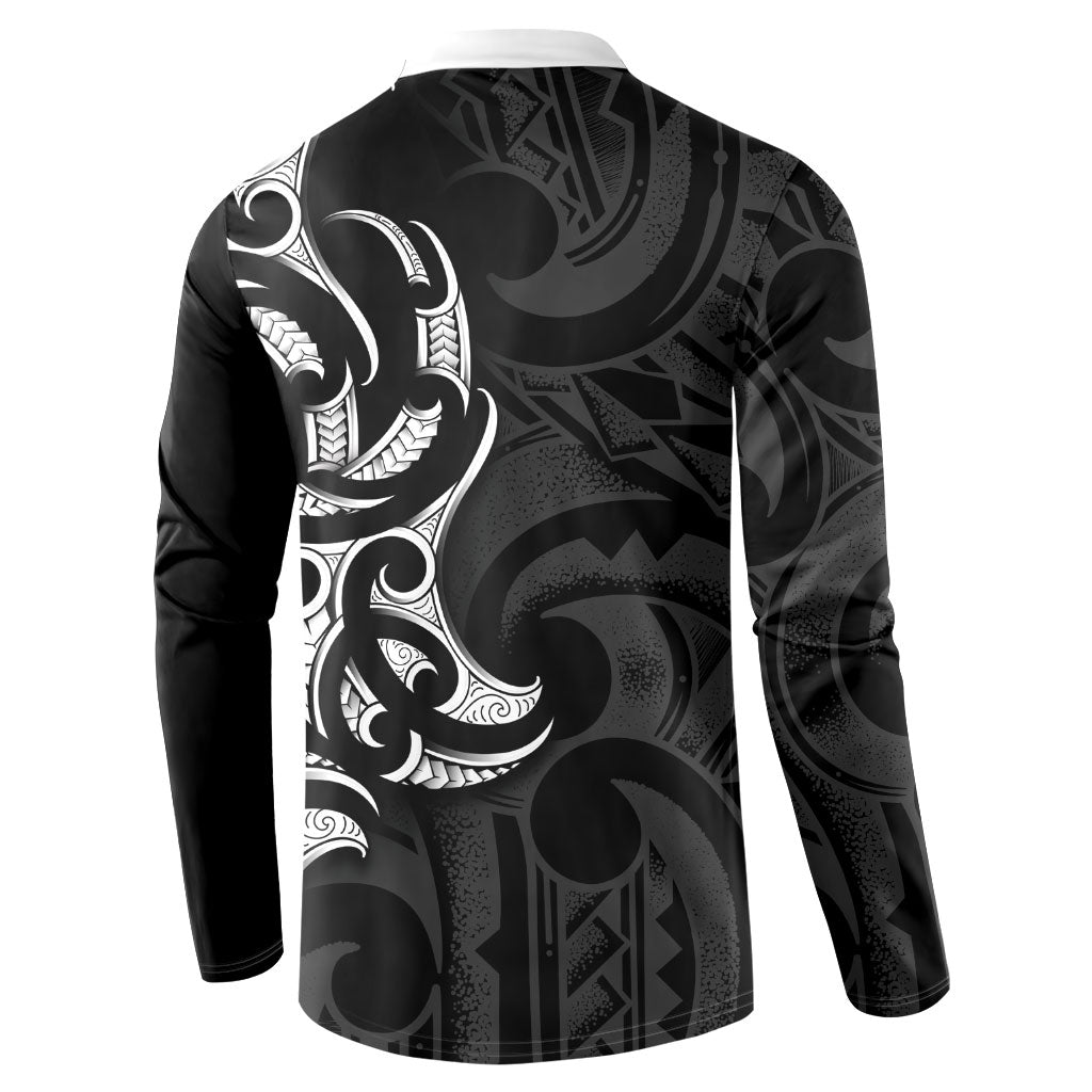 White Ribbon Day New Zealand Button Sweatshirt Aotearoa Maori Pattern LT14 - Polynesian Pride