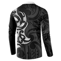 White Ribbon Day New Zealand Button Sweatshirt Aotearoa Maori Pattern LT14 - Polynesian Pride